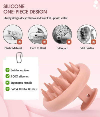 Dash Hair Care Scalp Massager, Scrubber With Soft Silicone Bristles for Hair Growth & Dandruff Removal