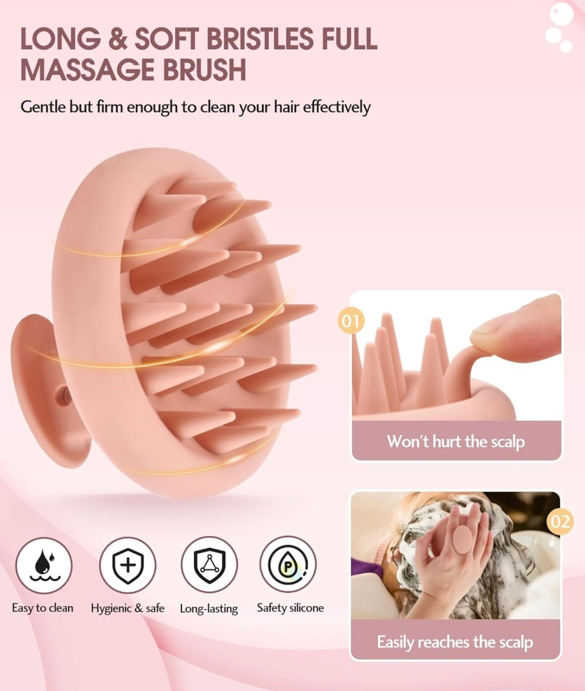 Dash Hair Care Scalp Massager, Scrubber With Soft Silicone Bristles for Hair Growth & Dandruff Removal